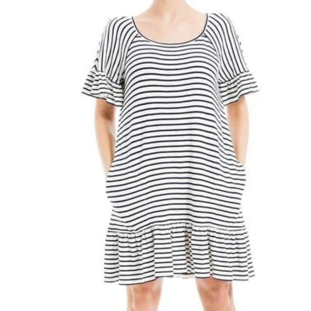 Max Studio London Women's Short Flutter Dress,NWOT,Medium, Black & White…
